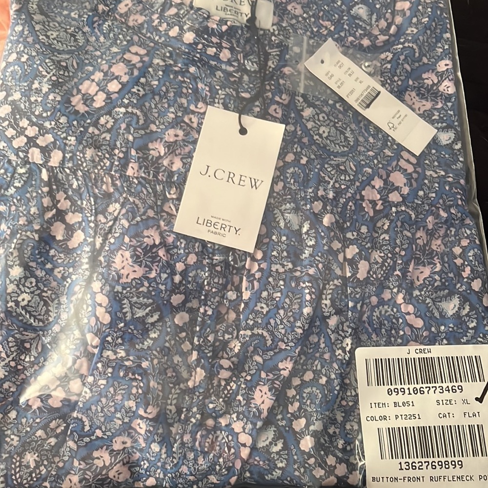 J. Crew Blue Patterned Blouse - Picture 4 of 4
